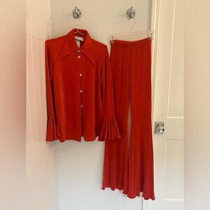 Sleeper red long sleeve flare pants set new with tags and cloth case size small